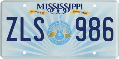 MS license plate ZLS986