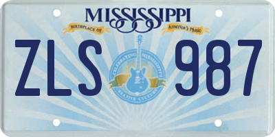MS license plate ZLS987