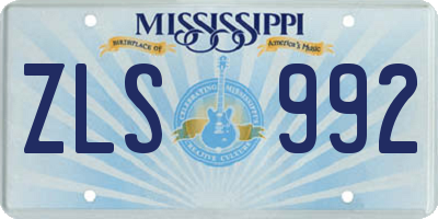 MS license plate ZLS992