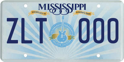 MS license plate ZLT000