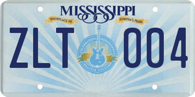 MS license plate ZLT004