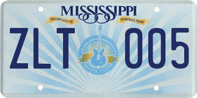 MS license plate ZLT005