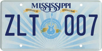 MS license plate ZLT007