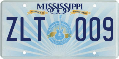 MS license plate ZLT009