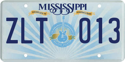 MS license plate ZLT013