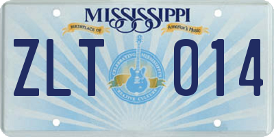 MS license plate ZLT014