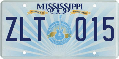 MS license plate ZLT015