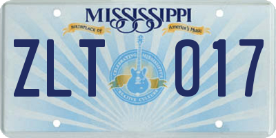MS license plate ZLT017