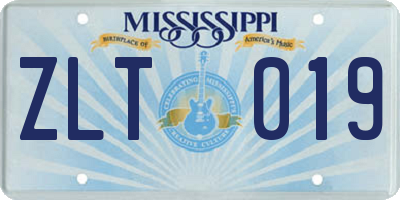 MS license plate ZLT019