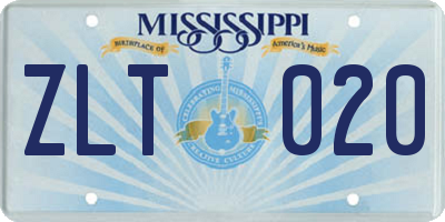 MS license plate ZLT020