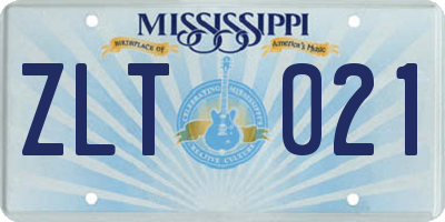 MS license plate ZLT021