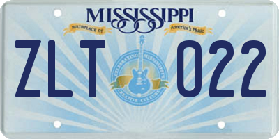 MS license plate ZLT022