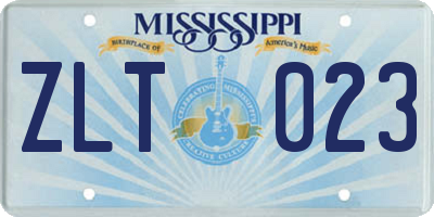 MS license plate ZLT023