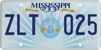 MS license plate ZLT025