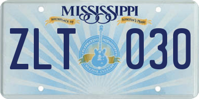MS license plate ZLT030