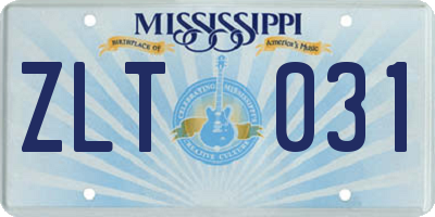 MS license plate ZLT031