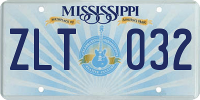 MS license plate ZLT032