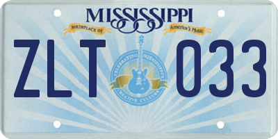 MS license plate ZLT033
