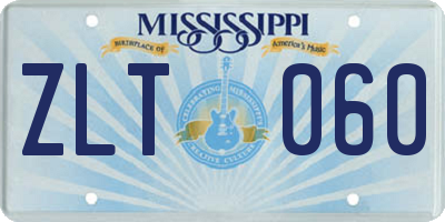 MS license plate ZLT060