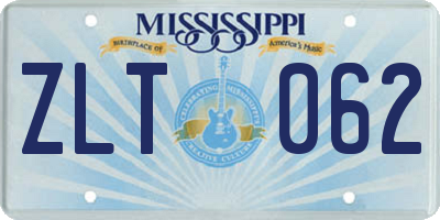 MS license plate ZLT062