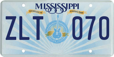 MS license plate ZLT070