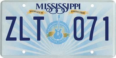 MS license plate ZLT071