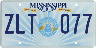 MS license plate ZLT077