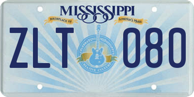 MS license plate ZLT080