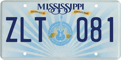 MS license plate ZLT081