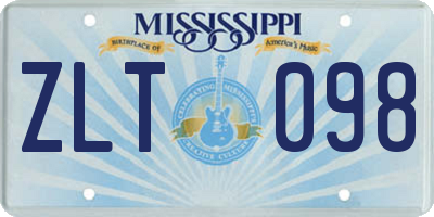 MS license plate ZLT098
