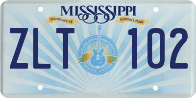 MS license plate ZLT102