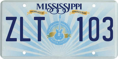 MS license plate ZLT103