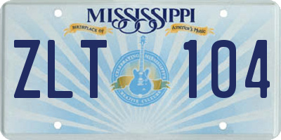 MS license plate ZLT104