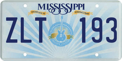 MS license plate ZLT193