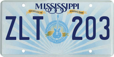 MS license plate ZLT203
