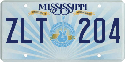 MS license plate ZLT204