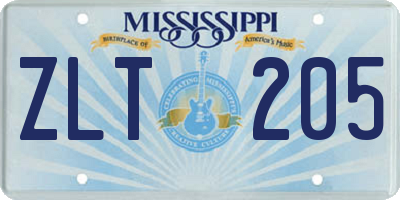 MS license plate ZLT205