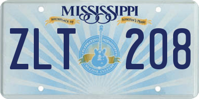 MS license plate ZLT208