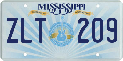 MS license plate ZLT209