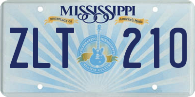 MS license plate ZLT210