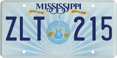 MS license plate ZLT215