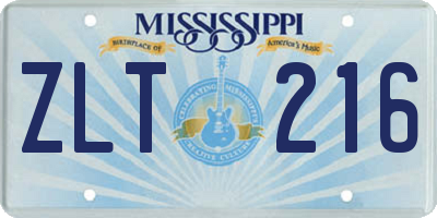 MS license plate ZLT216