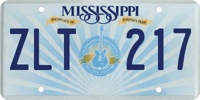 MS license plate ZLT217