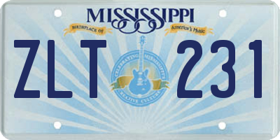 MS license plate ZLT231