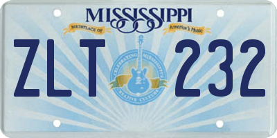 MS license plate ZLT232
