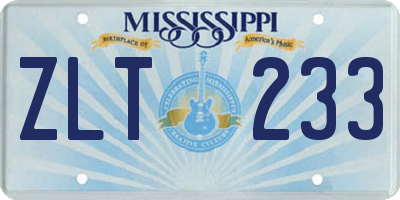 MS license plate ZLT233