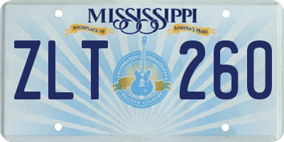 MS license plate ZLT260