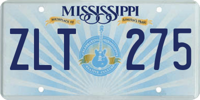 MS license plate ZLT275