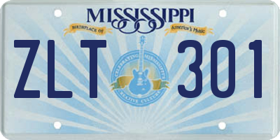 MS license plate ZLT301