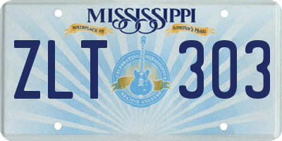 MS license plate ZLT303